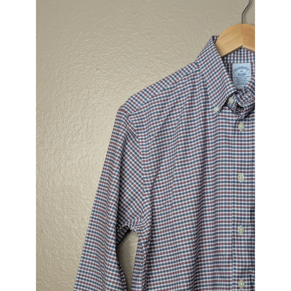 Brooks Brothers Gingham Button Down Shirt Mens M Multi Check Non-Iron Stretch - Picture 8 of 16